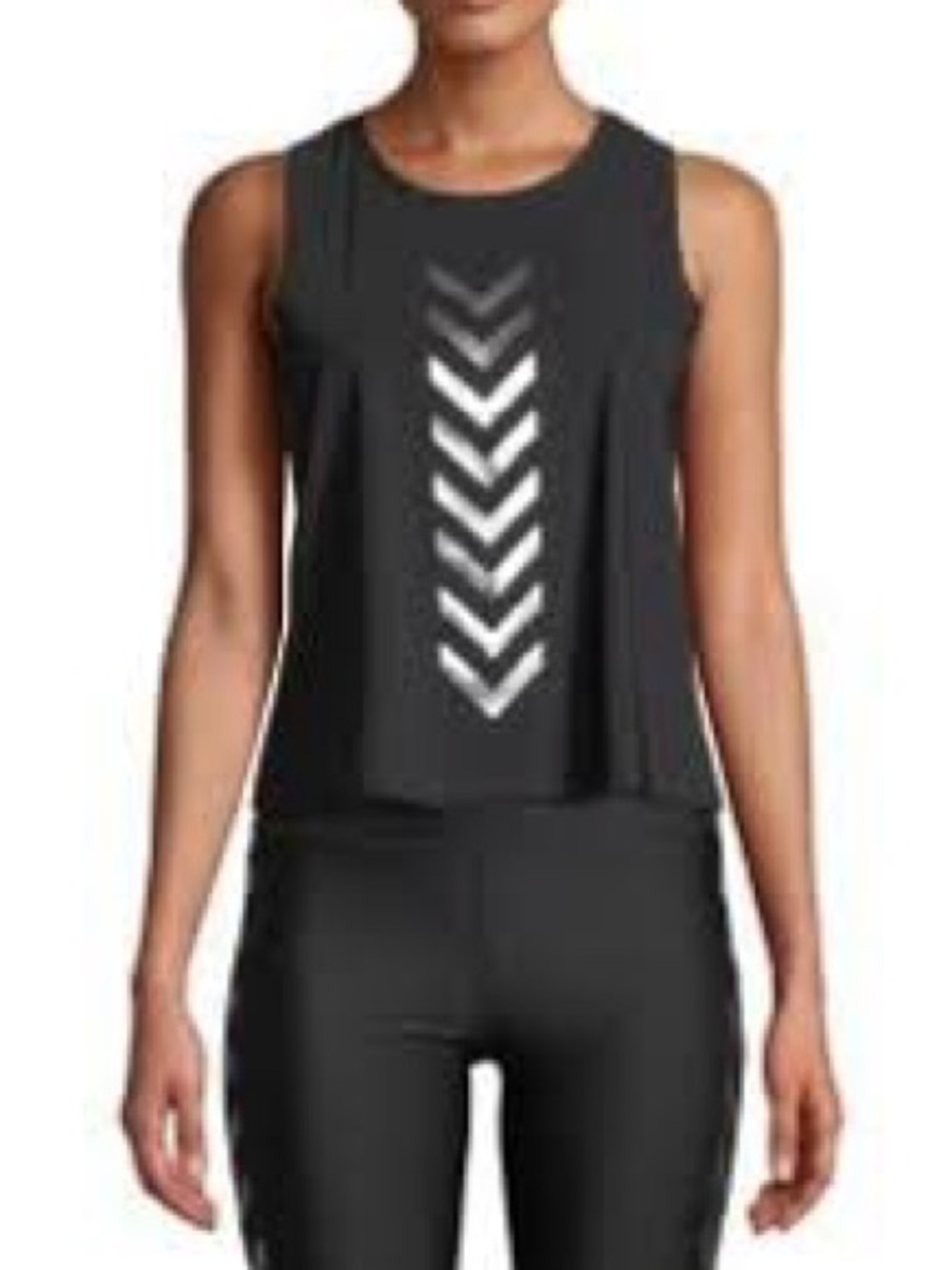 Ultracor Pixelate Chevron Metallic Racerback Active Tank Black Silver Size Large